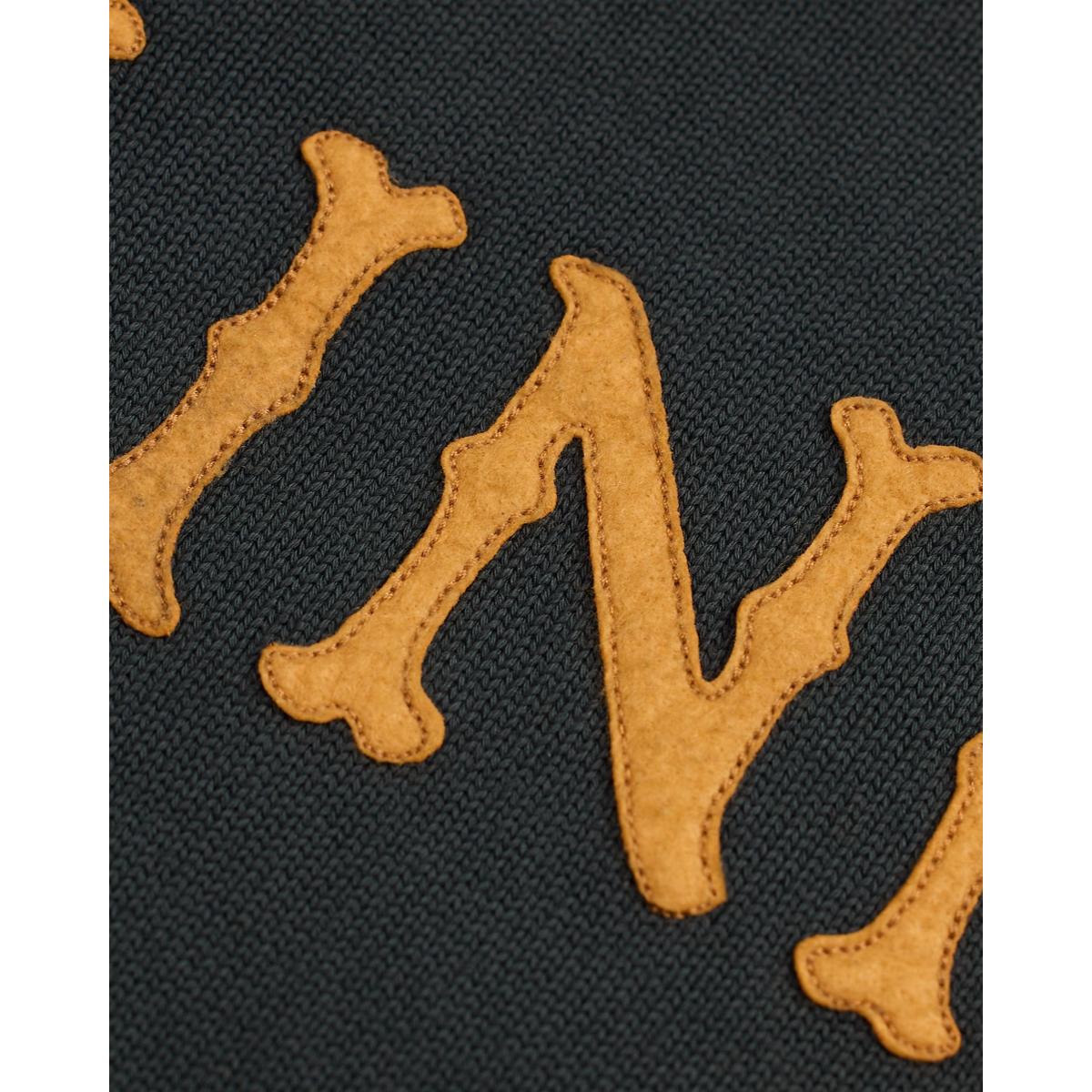 Appliquéd Jersey Quarter-Zip Pullover Faded Black