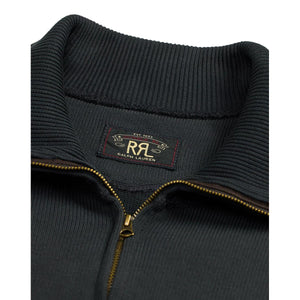 Appliquéd Jersey Quarter-Zip Pullover Faded Black