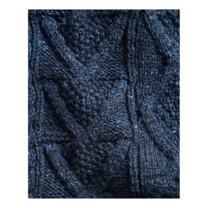 Aran-Knit Cotton Cardigan Navy Heather - Sweater
