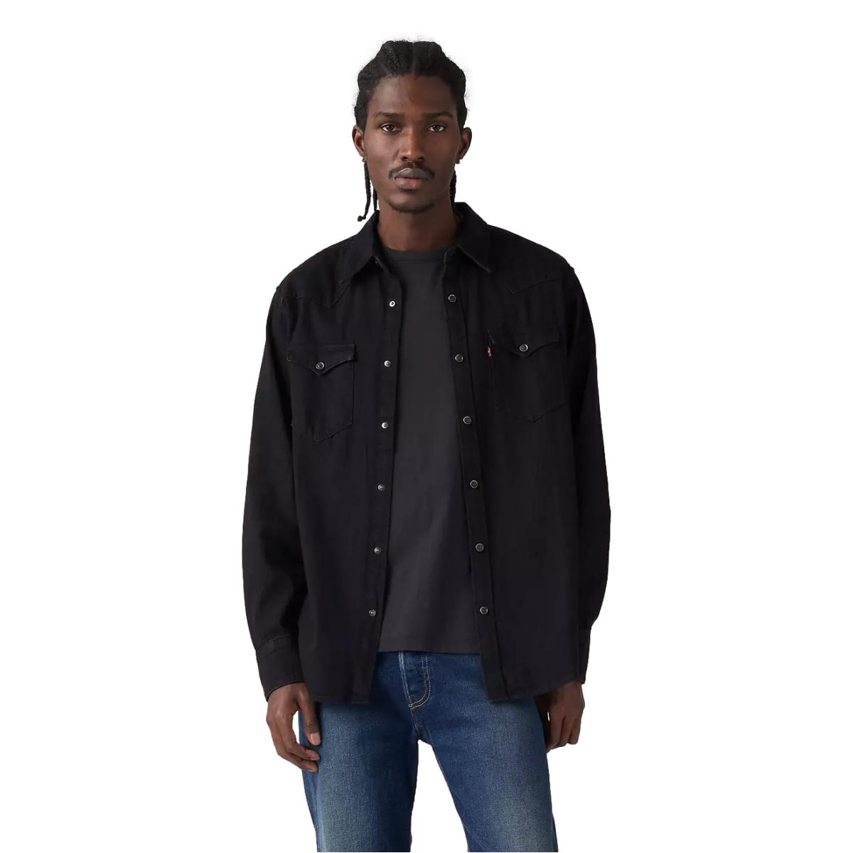 Barstow Western Denim Shirt Marble Black - Shirt