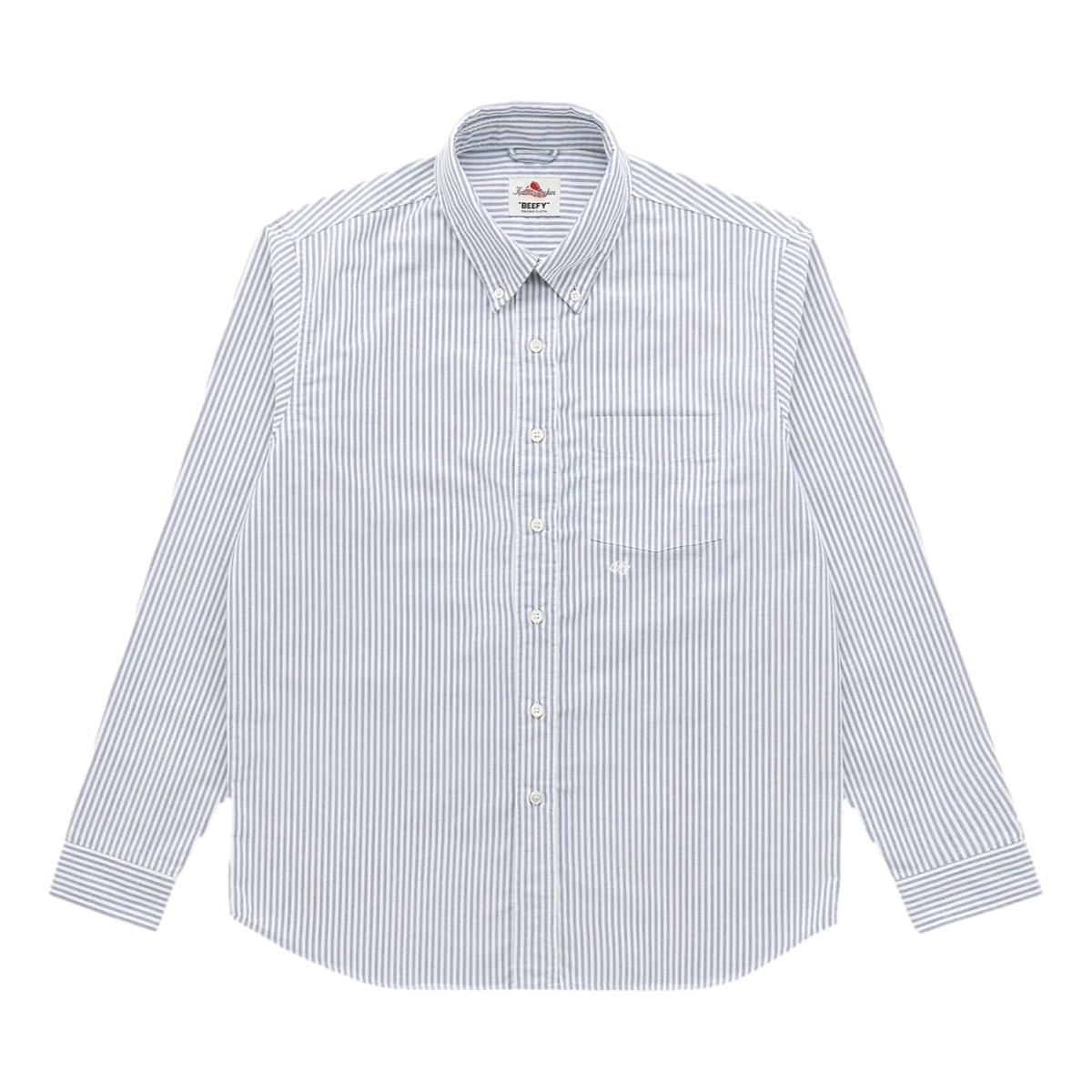 ’Beefy’ Cotton Oxford Navy Stripe - Shirts