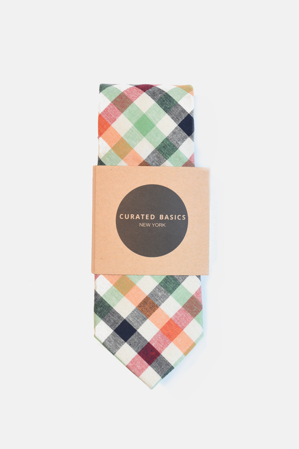Curated Basics - Beige Orange Gingham Tie
