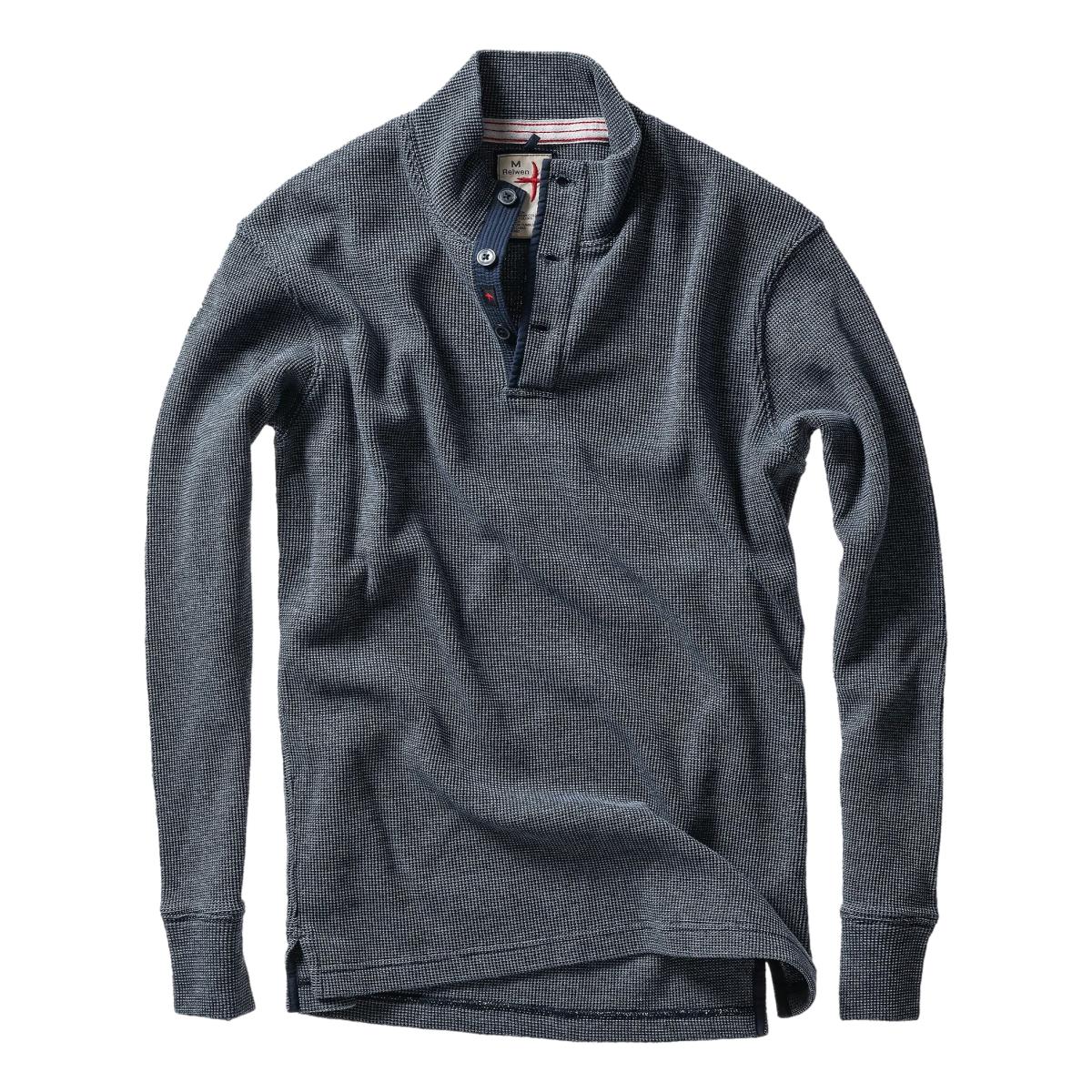 Bi-Waffle Mock Navy - Fleece