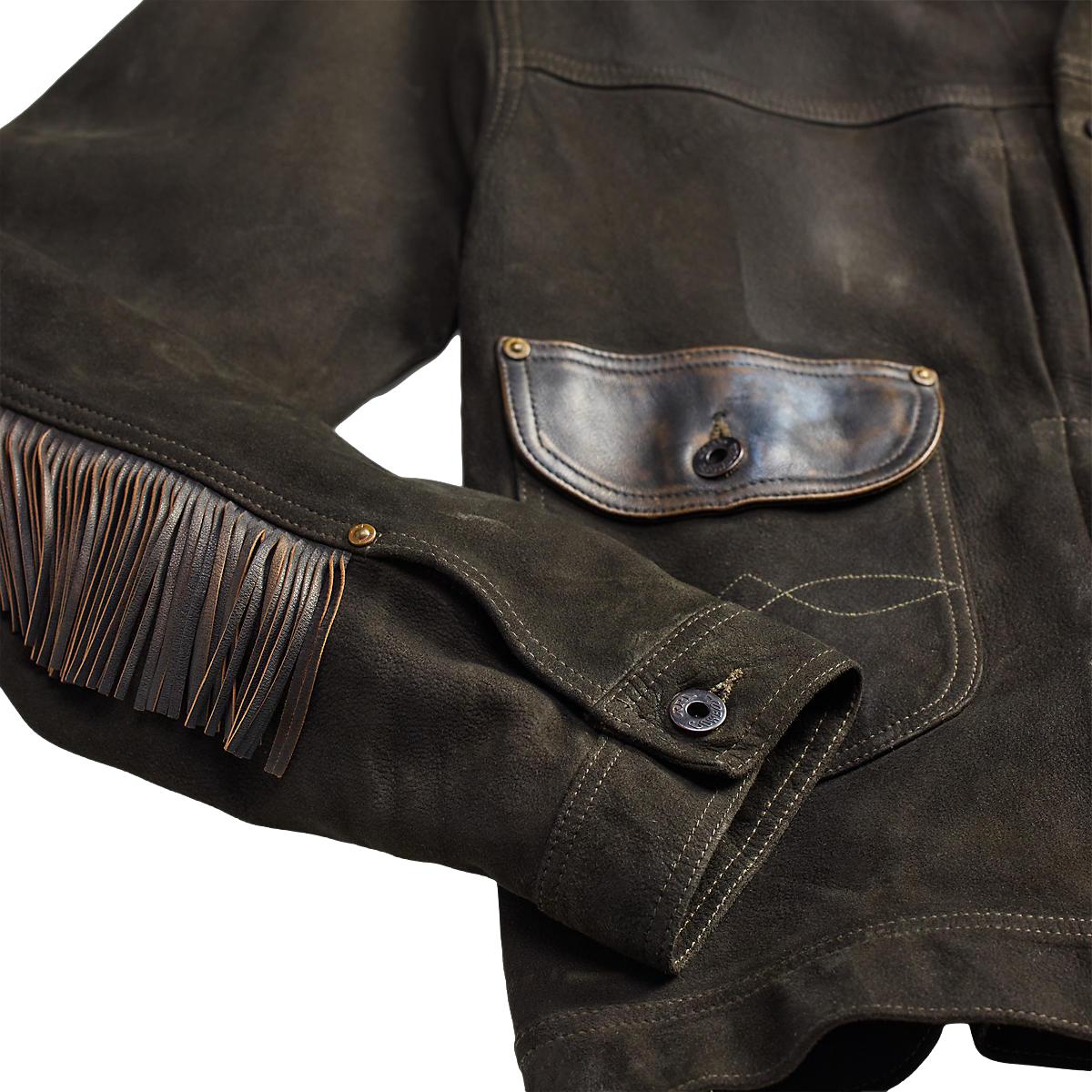 Black Leather-Trim Suede Jacket - Suede Jacket