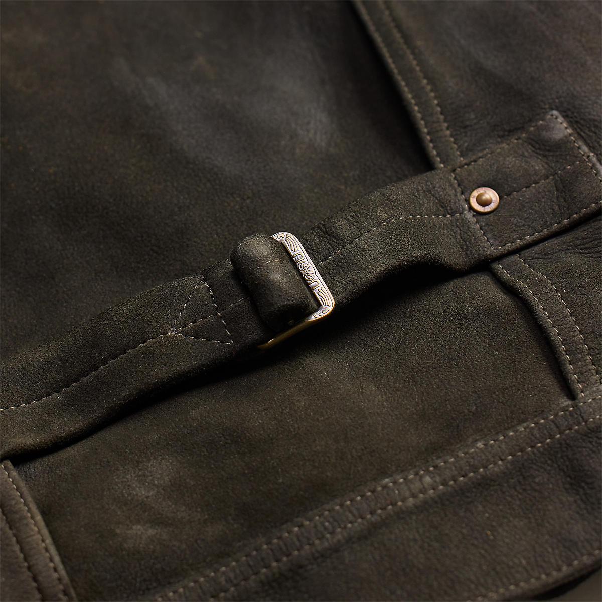 Black Leather-Trim Suede Jacket - Suede Jacket