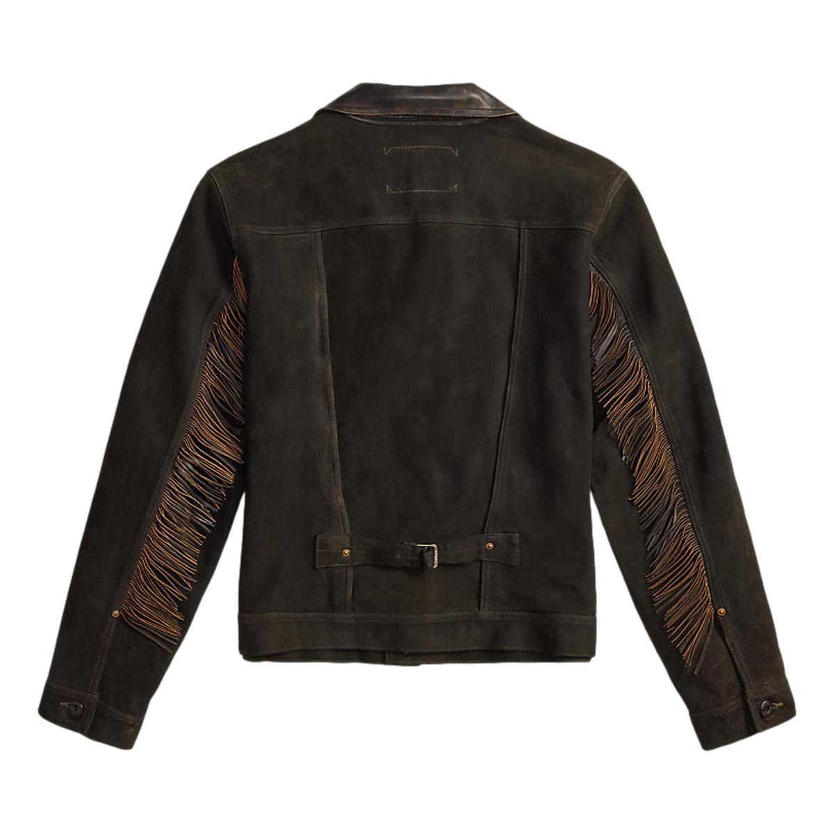 Black Leather-Trim Suede Jacket - Suede Jacket