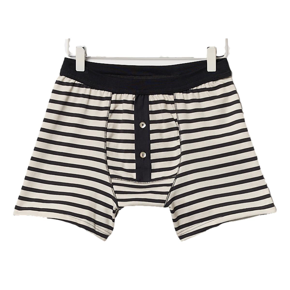 Boxer Button Fly Striped Charcoal Nature - underwear