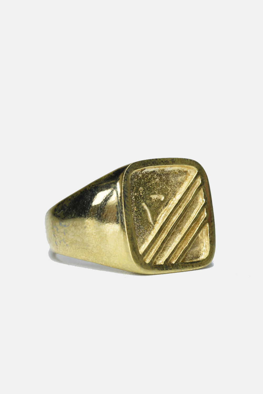 Brass Square Striped Ring - ring