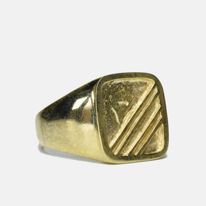 Brass Square Striped Ring - ring