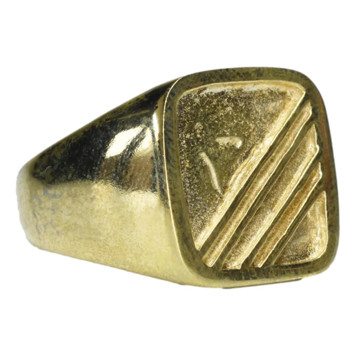 Brass Square Striped Ring - ring