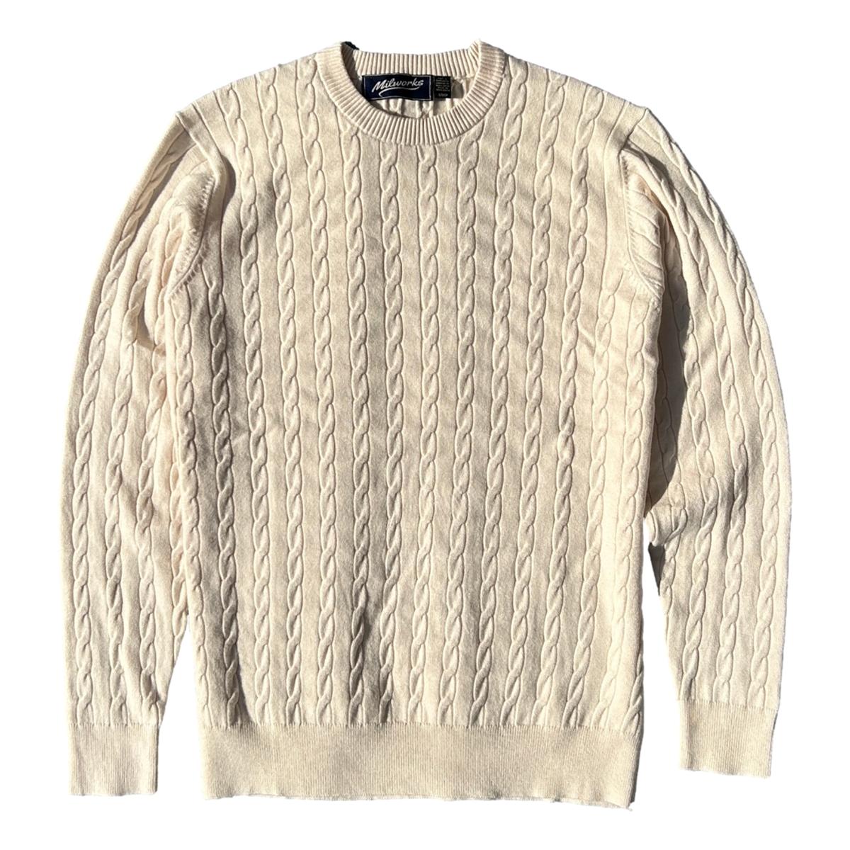Cable Knit Crew Sweater Off-White - crew sweater