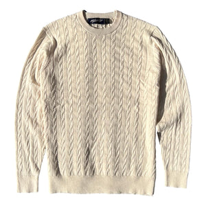 Cable Knit Crew Sweater Off-White - crew sweater