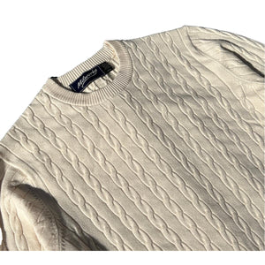 Cable Knit Crew Sweater Off-White - crew sweater