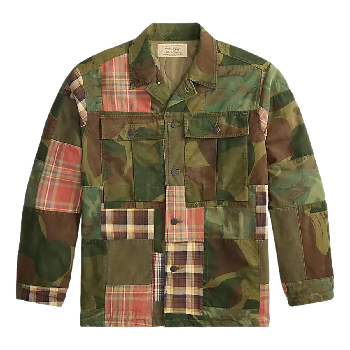 Camo Plaid Patchwork Jacket - outerwear