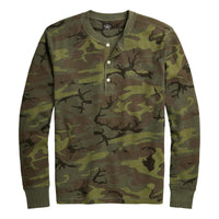 Camo Waffle-Knit Henley Shirt - Henley