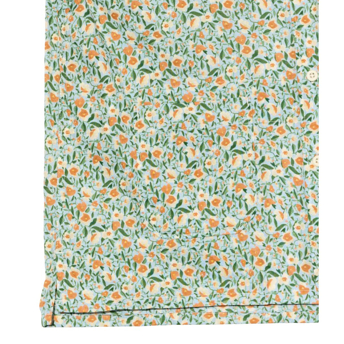 Camp Shirt Blue Small Floral Cotton Lawn - Shirts
