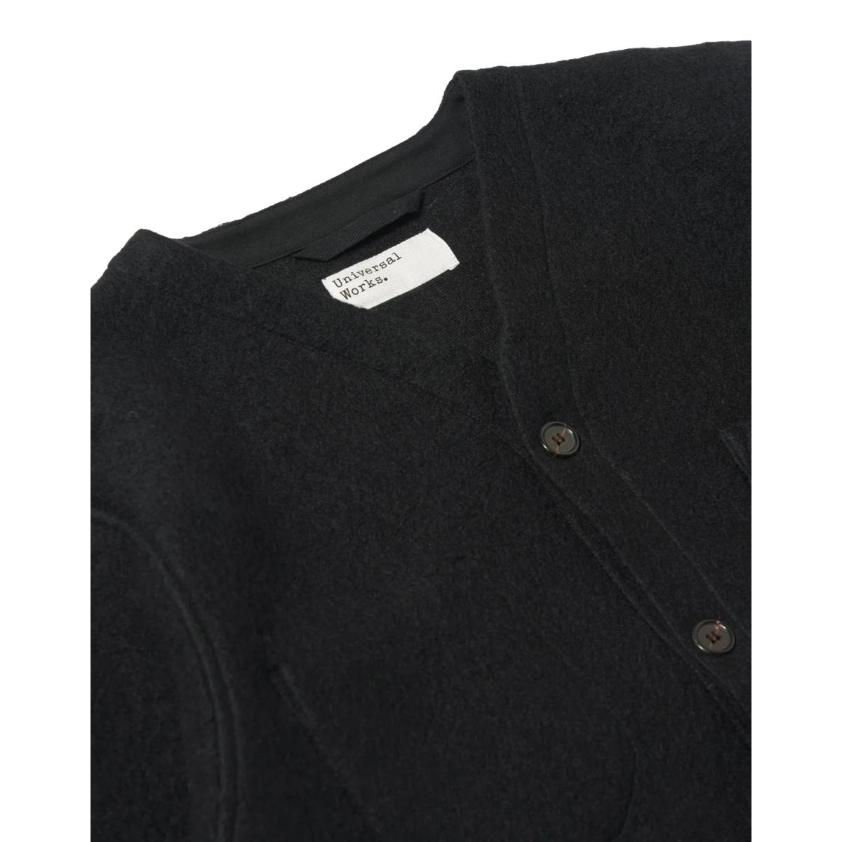 Cardigan Black Wool Fleece - Cardigan