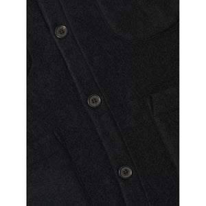 Cardigan Black Wool Fleece - Cardigan