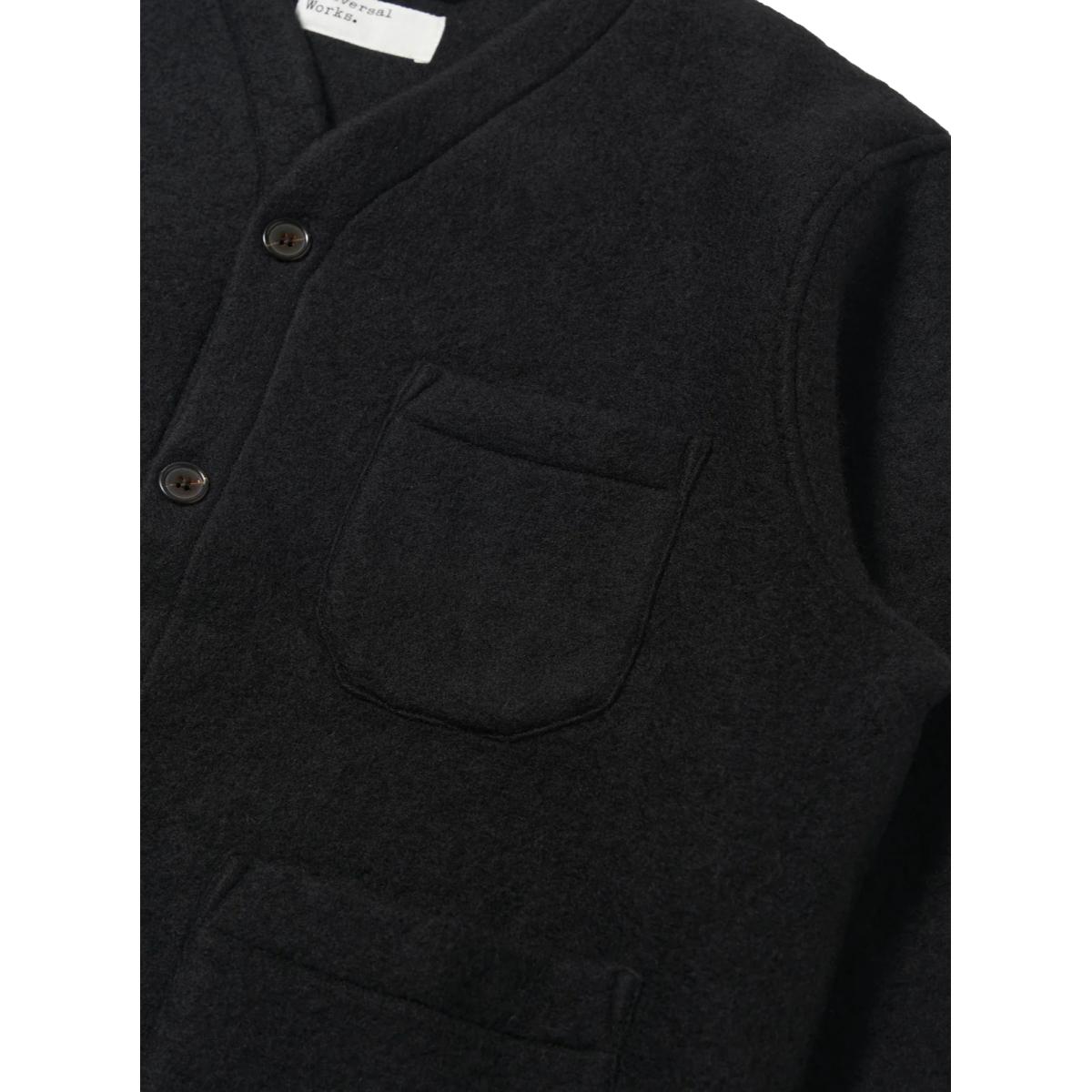 Cardigan Black Wool Fleece - Cardigan