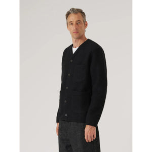 Cardigan Black Wool Fleece - Cardigan