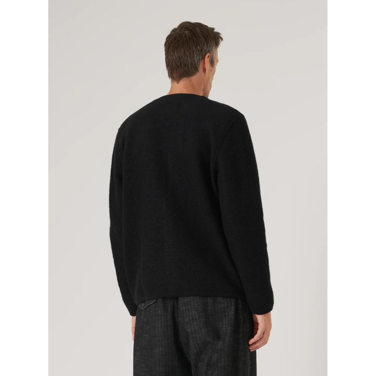 Cardigan Black Wool Fleece - Cardigan