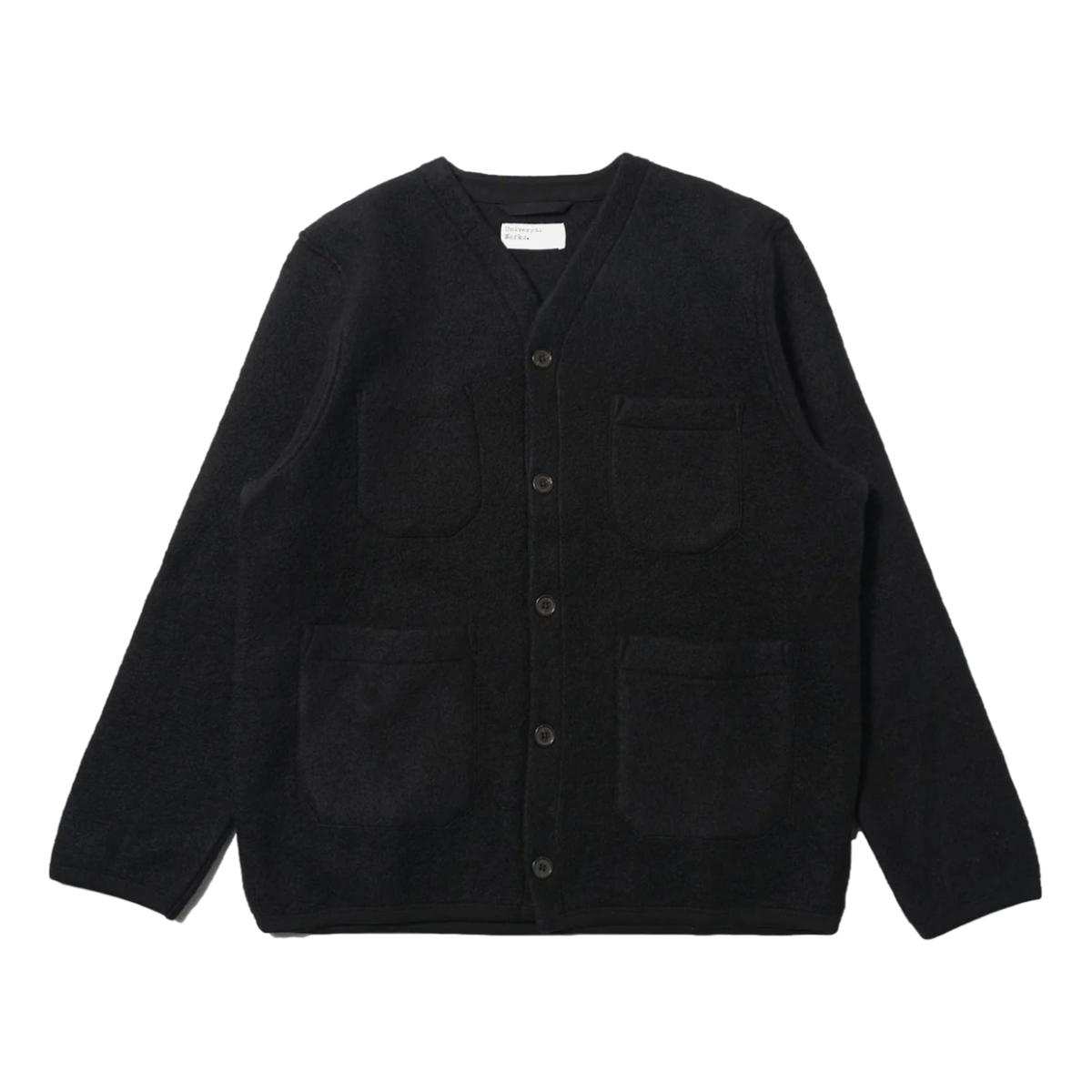 Cardigan Black Wool Fleece - Cardigan