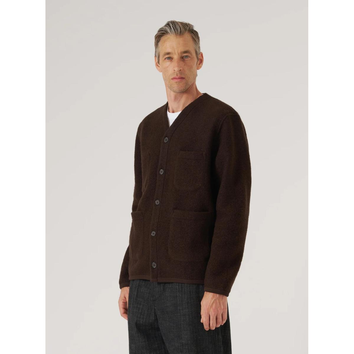 Cardigan Brown Wool Fleece - Cardigan