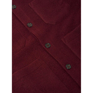 Cardigan Deep Red Wool Fleece - Cardigan