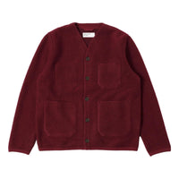 Cardigan Deep Red Wool Fleece - Cardigan