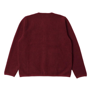 Cardigan Deep Red Wool Fleece - Cardigan