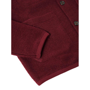 Cardigan Deep Red Wool Fleece - Cardigan