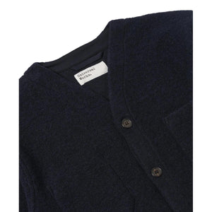 Cardigan Navy Wool Fleece Cardigan