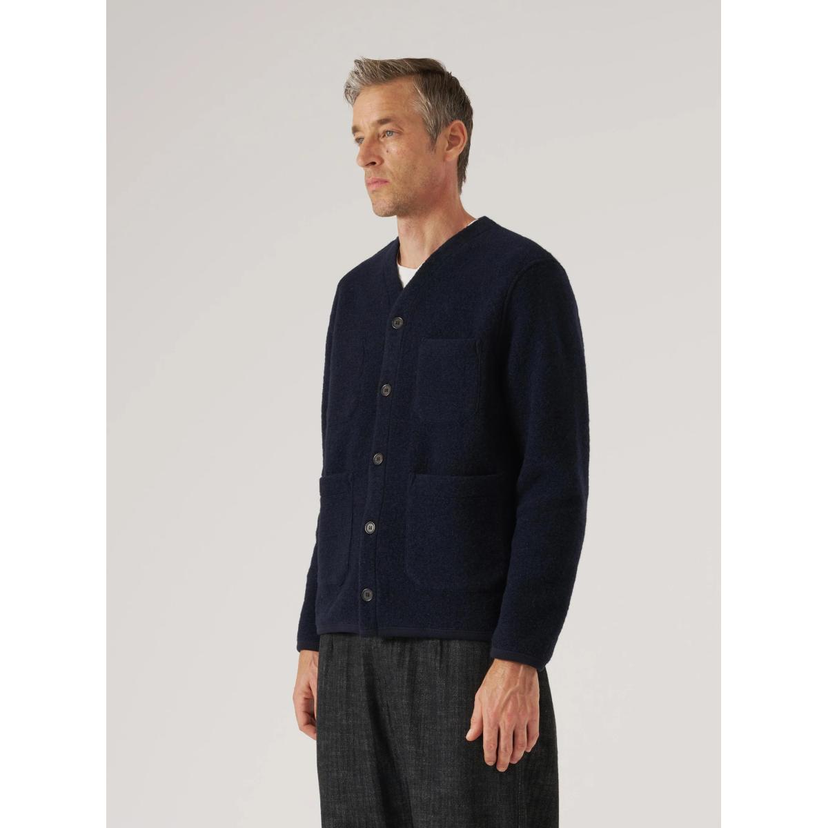 Cardigan Navy Wool Fleece Cardigan