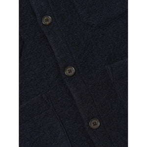 Cardigan Navy Wool Fleece Cardigan