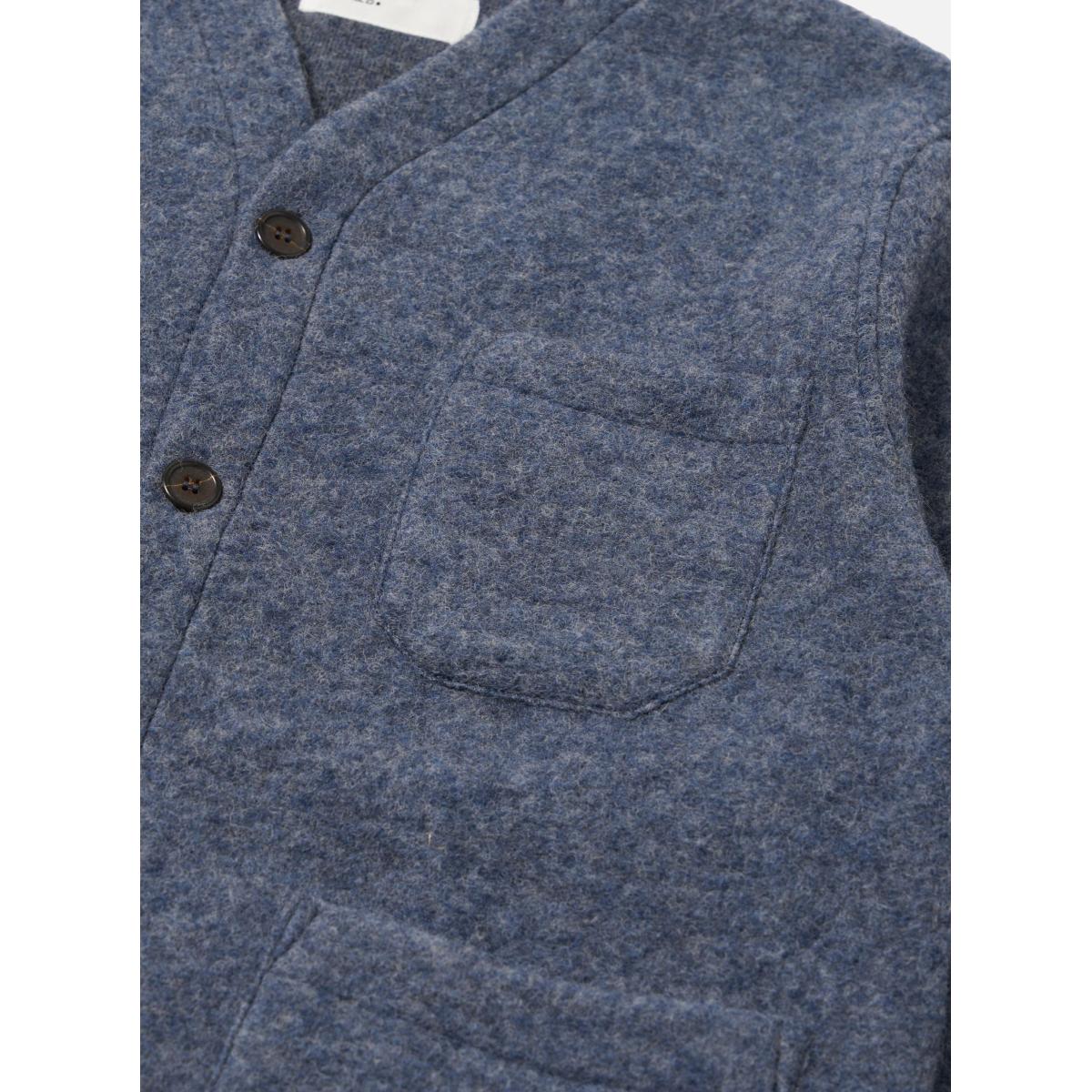 Cardigan Slate Blue Wool Fleece Cardigan