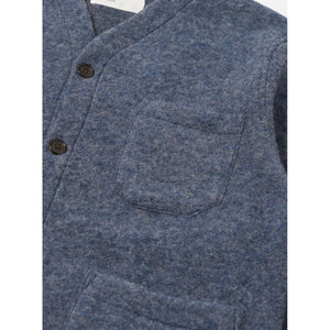 Cardigan Slate Blue Wool Fleece Cardigan