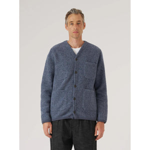 Cardigan Slate Blue Wool Fleece Cardigan