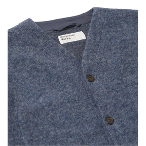 Cardigan Slate Blue Wool Fleece Cardigan