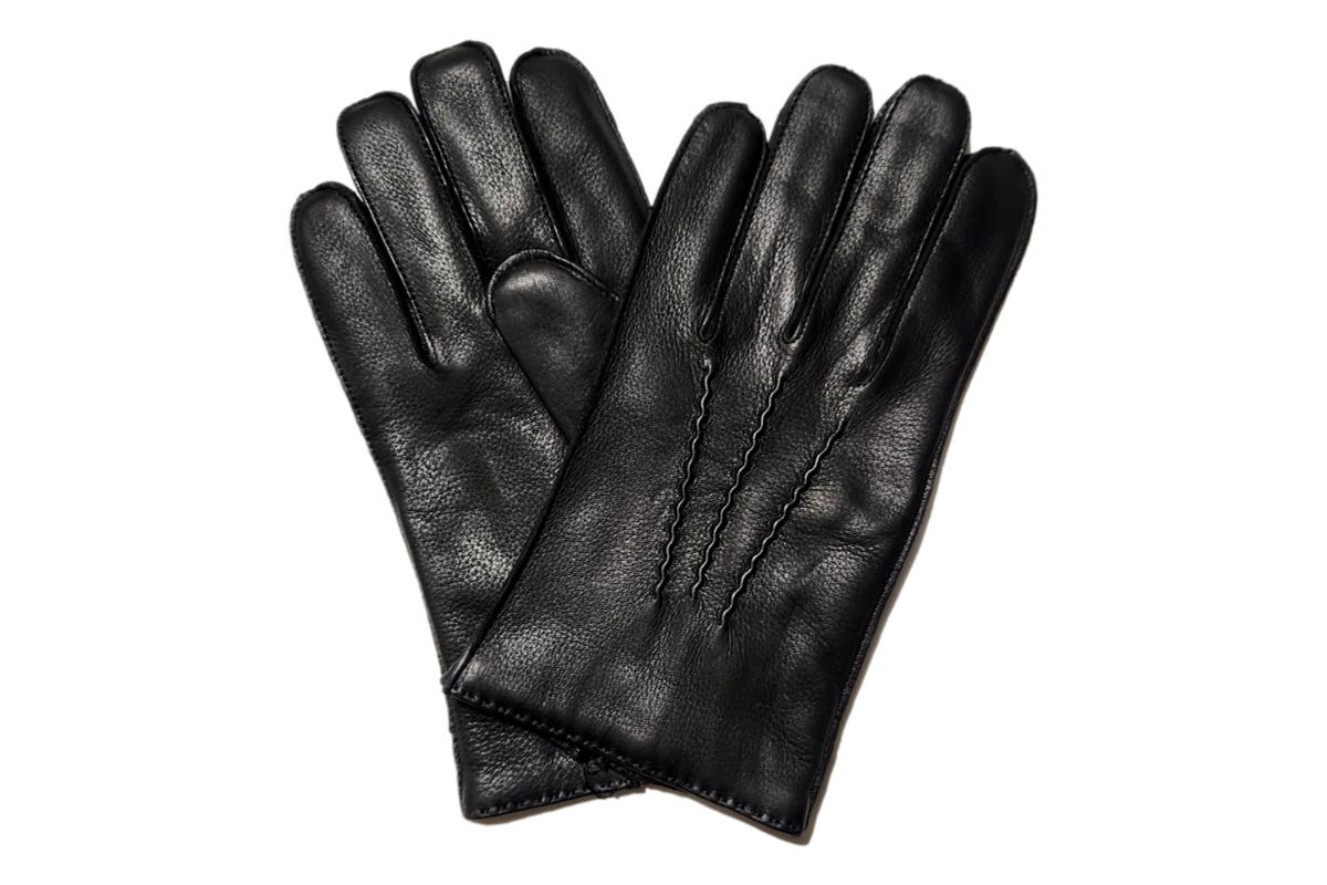 Cashmere Lined Leather Black Glove - Gloves