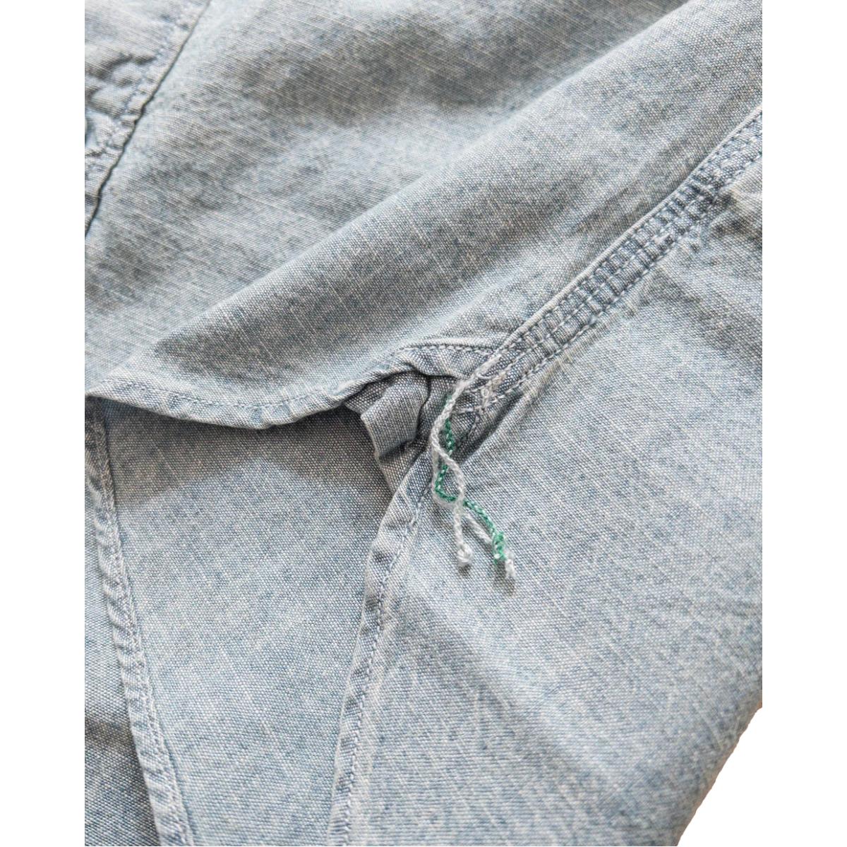 Chambray Workshirt Distressed Sunfaded Indigo - Shirt