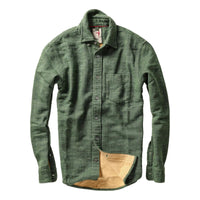 Chamois Lined Flannel Brt Olive Herringbone - Shirts