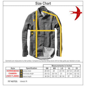 Chamois Lined Flannel Charcoal Herringbone - Shirts