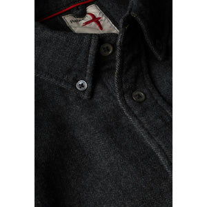 Chamois Lined Flannel Charcoal Hbone - Shirts