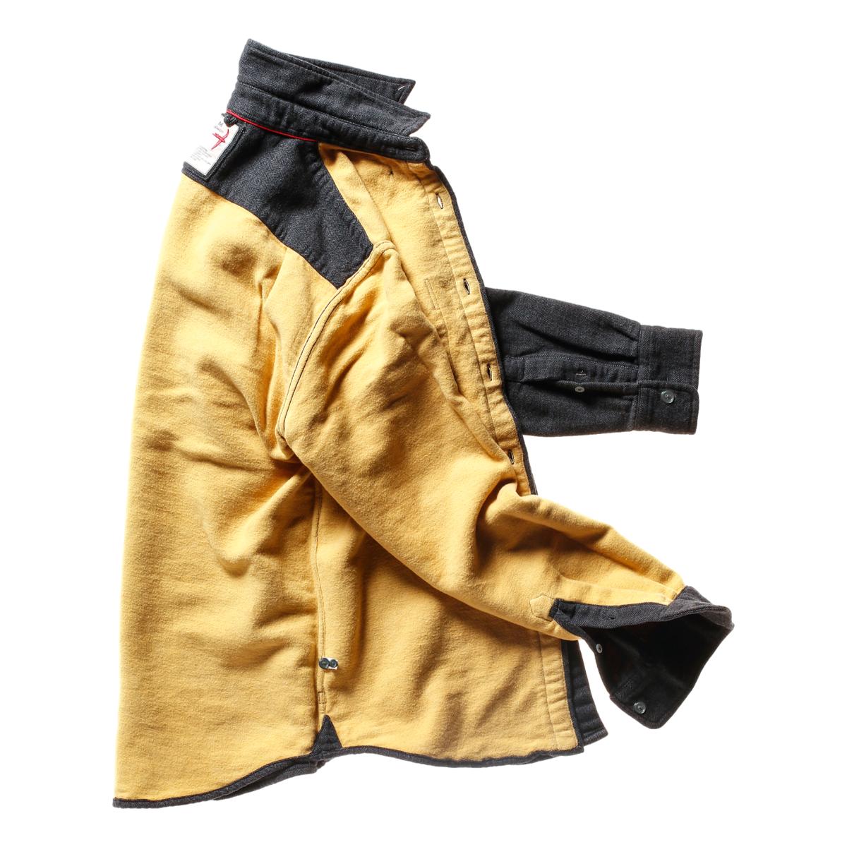 Chamois Lined Flannel Charcoal Hbone - Shirts