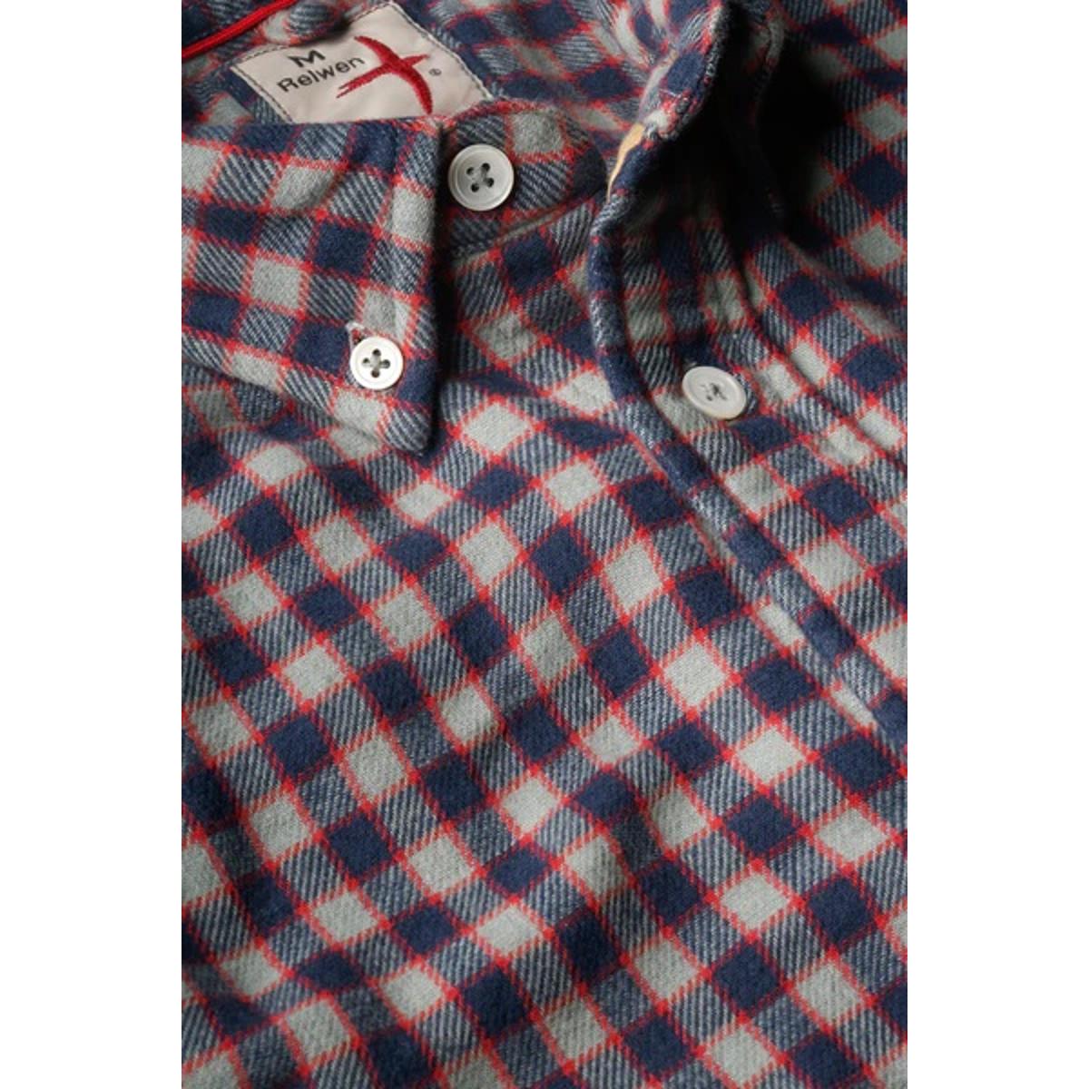 Chamois-Lined Flannel Grey Navy Red - Shirts