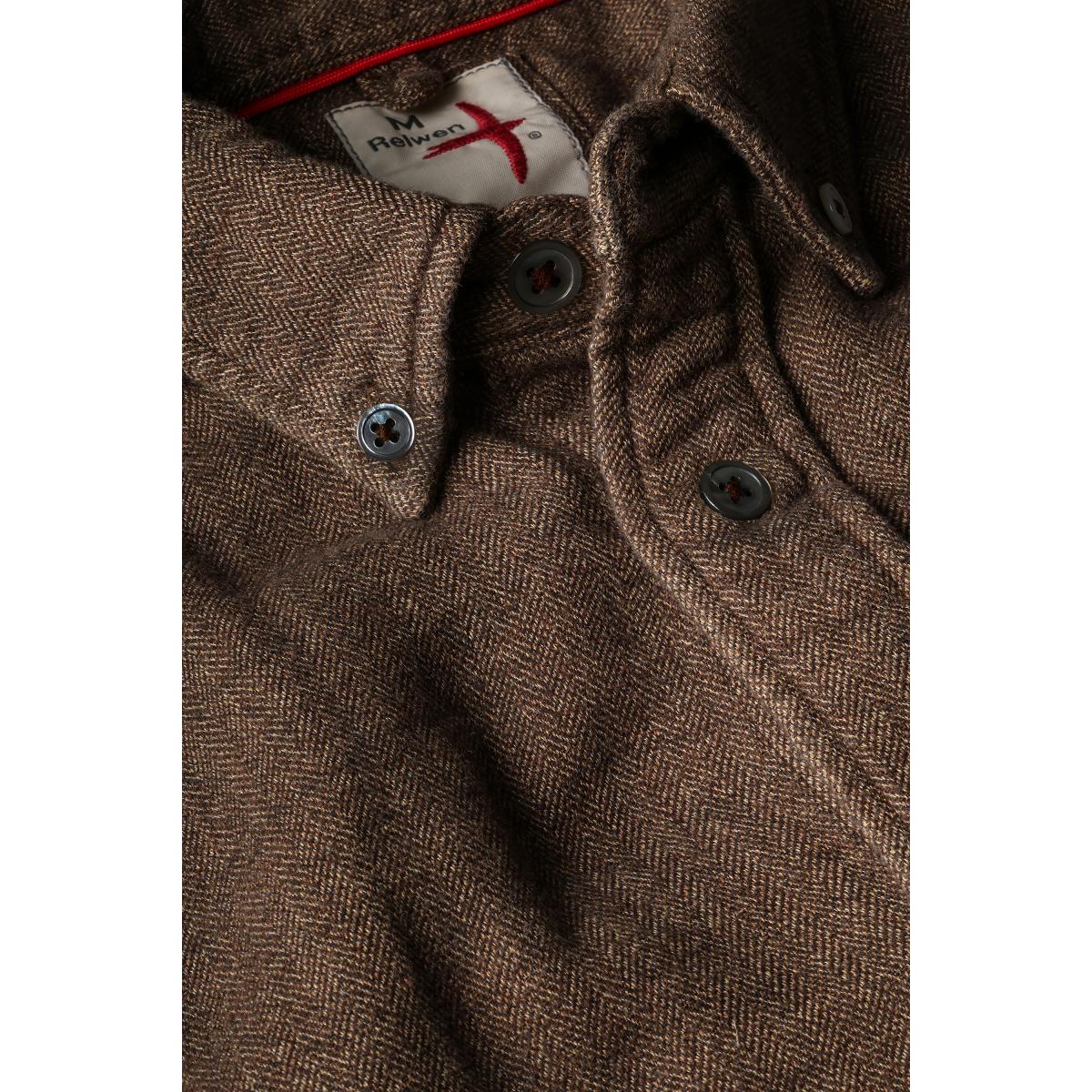 Chamois Lined Flannel Rustic Brn Hbone - Shirts