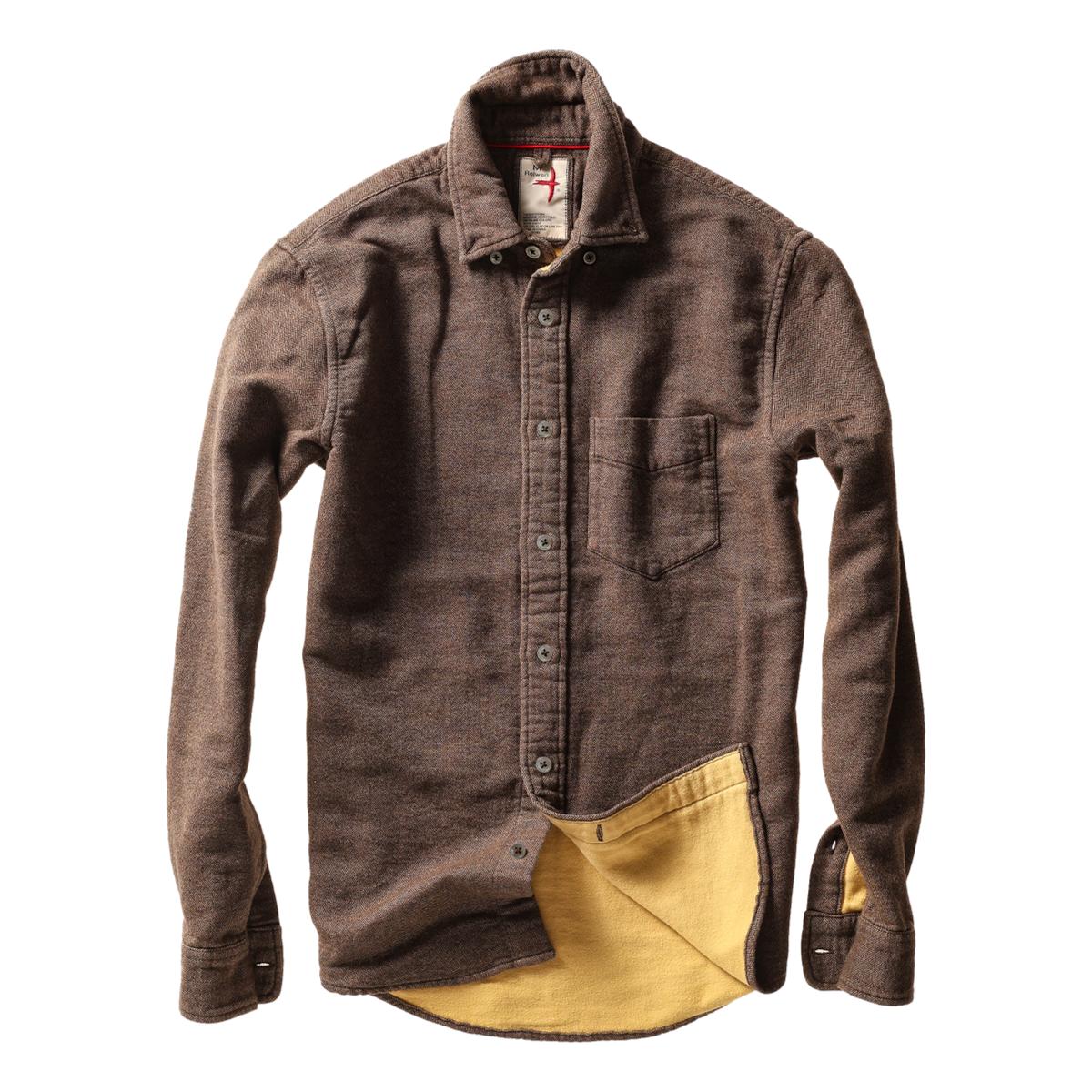 Chamois Lined Flannel Rustic Brn Hbone - Shirts