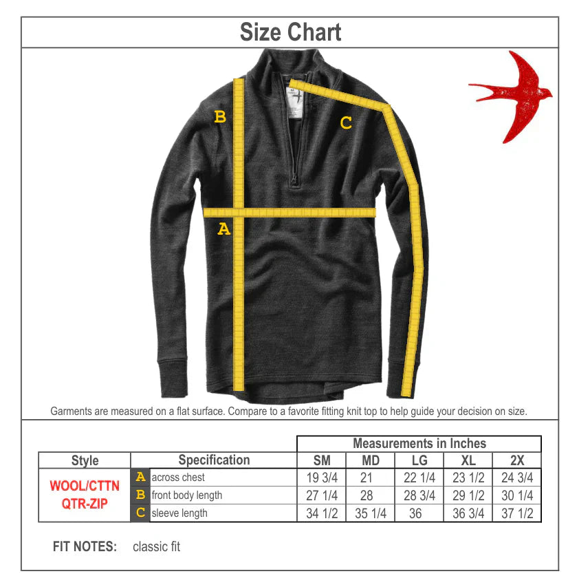 Wool Cotton Quarter Zip Char Brown - Sweaters