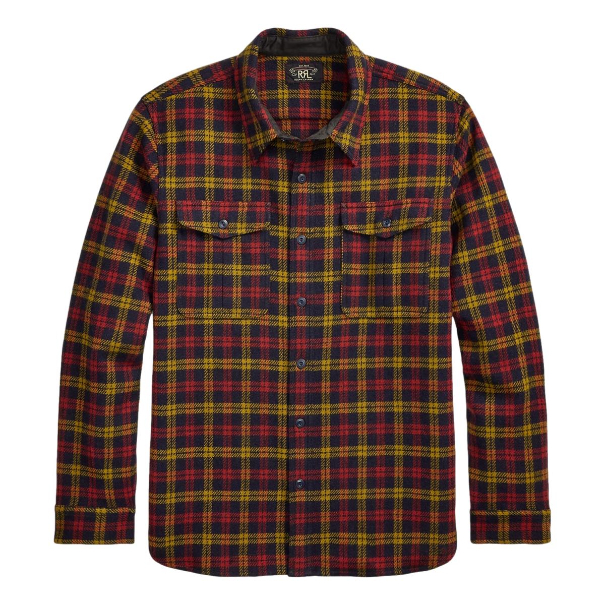 Checked Wool Twill Workshirt Red Yellow - Overshirt