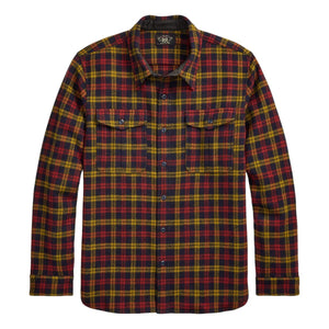 Checked Wool Twill Workshirt Red Yellow - Overshirt